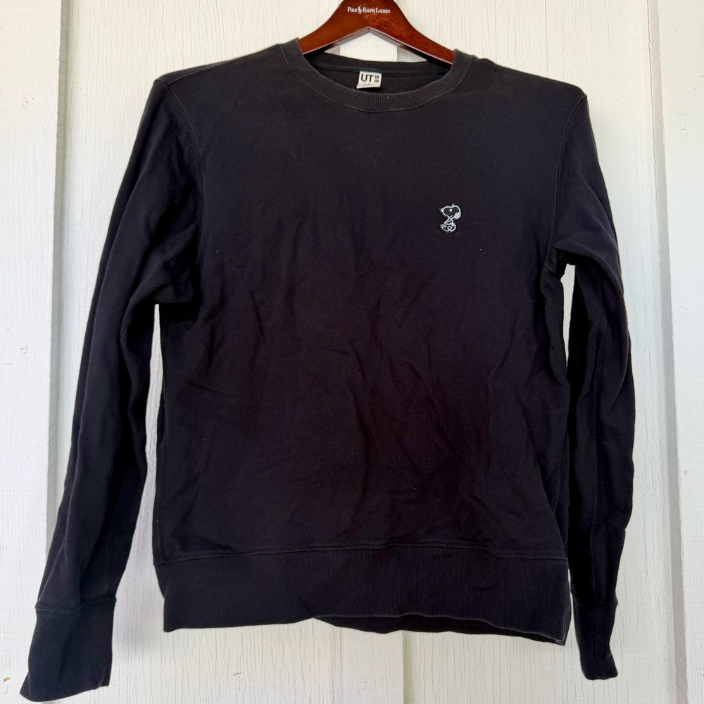 Uniqlo KAWS Peanuts Snoopy Sweatshirt Mens Medium Black Crewneck XX Embroidery